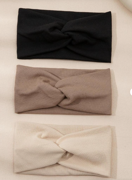 3-Piece Casual Headband Set with Twist Detail for Women - Perfect for Everyday Wear, Back to School, Gym, Turban Headband, Sports Headband, Autumn and Winter Hair Accessories for Women - Stylish Scarf for Women, Soft Bandanas for Women