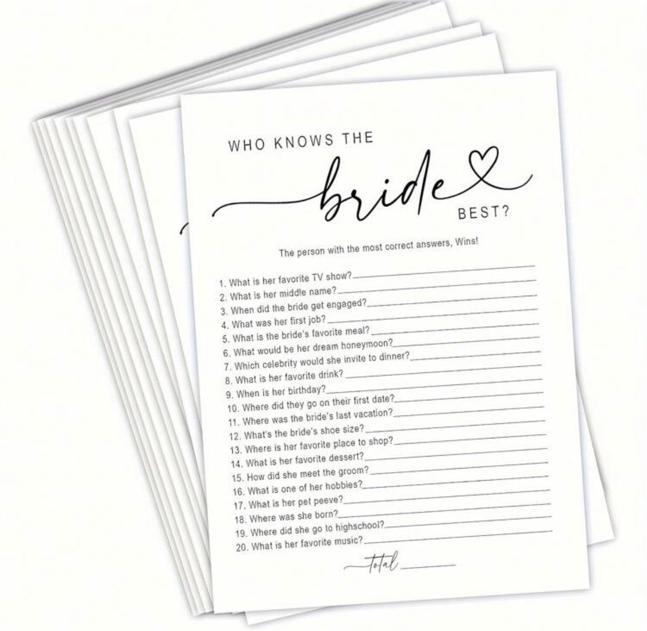 20pcs Bridal Shower Games Who Knows The Bride Best Cards, Fun Activities For Weddings, Bridal Showers And Bachelorette Parties,Christmas