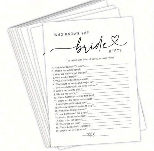 20pcs Bridal Shower Games Who Knows The Bride Best Cards, Fun Activities For Weddings, Bridal Showers And Bachelorette Parties,Christmas