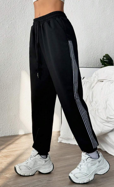 Easithlete Women's Drawstring Waist Side Stripe Joggers