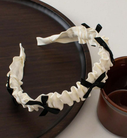 1pc White Satin Flower Hairband Japanese Style for Girls, with Bow and Princess Lace