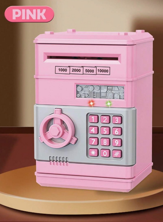 Large Capacity Electric Piggy Bank, Coin Saving Box for Kids with Automatic Money Winding, Simulated Sound Effects, Fingerprint and Password Unlock, Gift for Students, Random Accessories (Batteries Not Included)