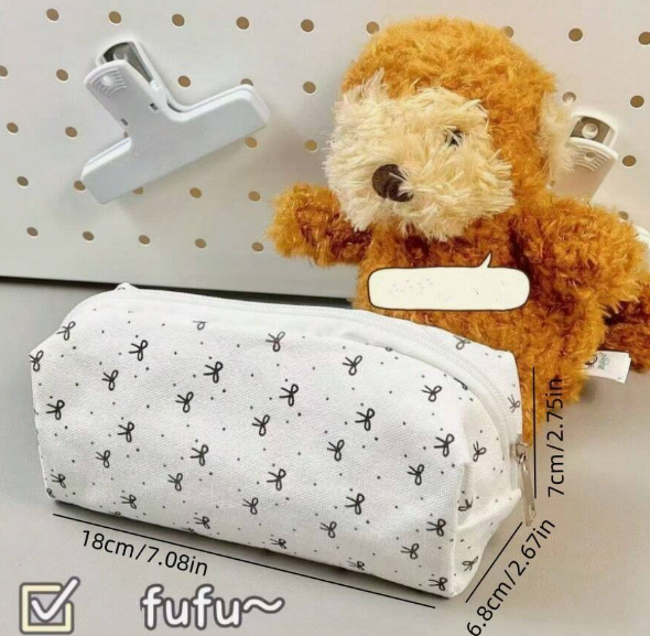 1 Piece Large Cute Storage Bag for Cosmetics and Stationery, Pencil Case with Bow Decoration, Back to School Pencil Case, School Bag