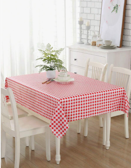 1 Piece Rectangular PVC (Polyvinyl Chloride) Tablecloth with Red and Blue Checks,