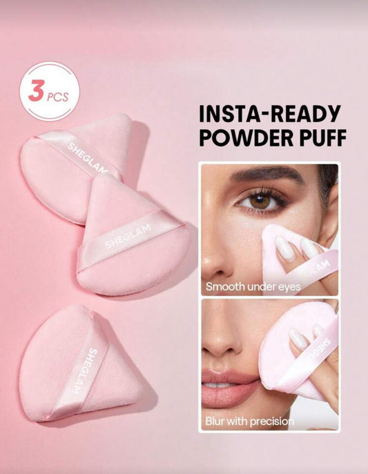 SHEGLAM Insta-Ready Powder Puff 1 Pcs Triangle Shaped Makeup Puff Soft Powder Puff Fan Puff Pink Beauty Makeup Tool