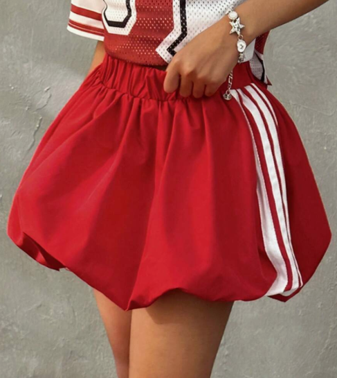 Coolane Kids Color Block Striped Bubble Mini Skirt for Preteen Girls, Summer Streetwear