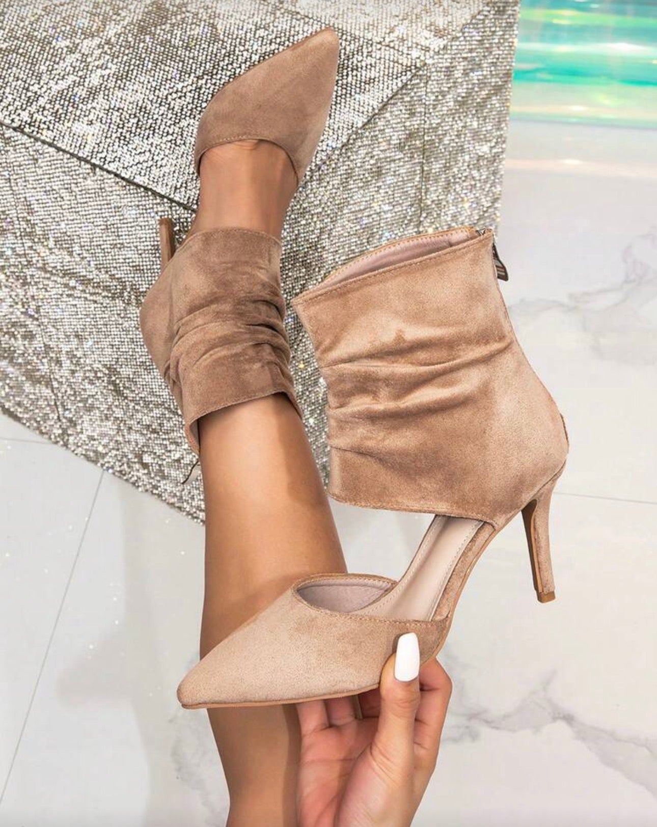 Fall/Winter Women's Fashion Ankle Boots, Khaki Color Hollow Ankle Boots, Pleated Boots With Back Zipper, Pointed Toe Thin High Heel Boots, Apricot Color High Heel Boots With Back Zipper, Nude Ankle Boots, Brown Boots, Orange Boots, Summer Sandals, Boots F