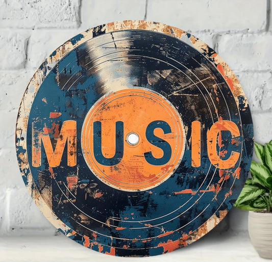 8x8 Inch Vintage Music Vinyl Record Metal Sign, Retro Metal Wall Decor For Home, Farmhouse, Porch, Bedroom - Ideal Holiday Gift, Metal Wall Art Decor, 20*20 Cm, Black Vinyl Record, Pre-Drilled Holes, Style As Shown In Size Image
