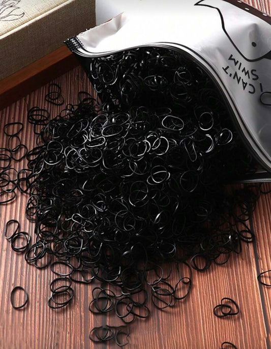 2000pcs Disposable Black Elastic Hair Bands, Small Rubber Hair Ties Non-Damaging Ponytail Holders For Women