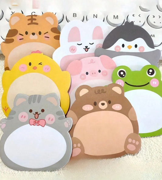 Set of 8 sticky note pads with cartoon animal patterns, creative vertical sticky notes, 20 sheets per pad, a total of 160 sheets, Christmas gift or prize