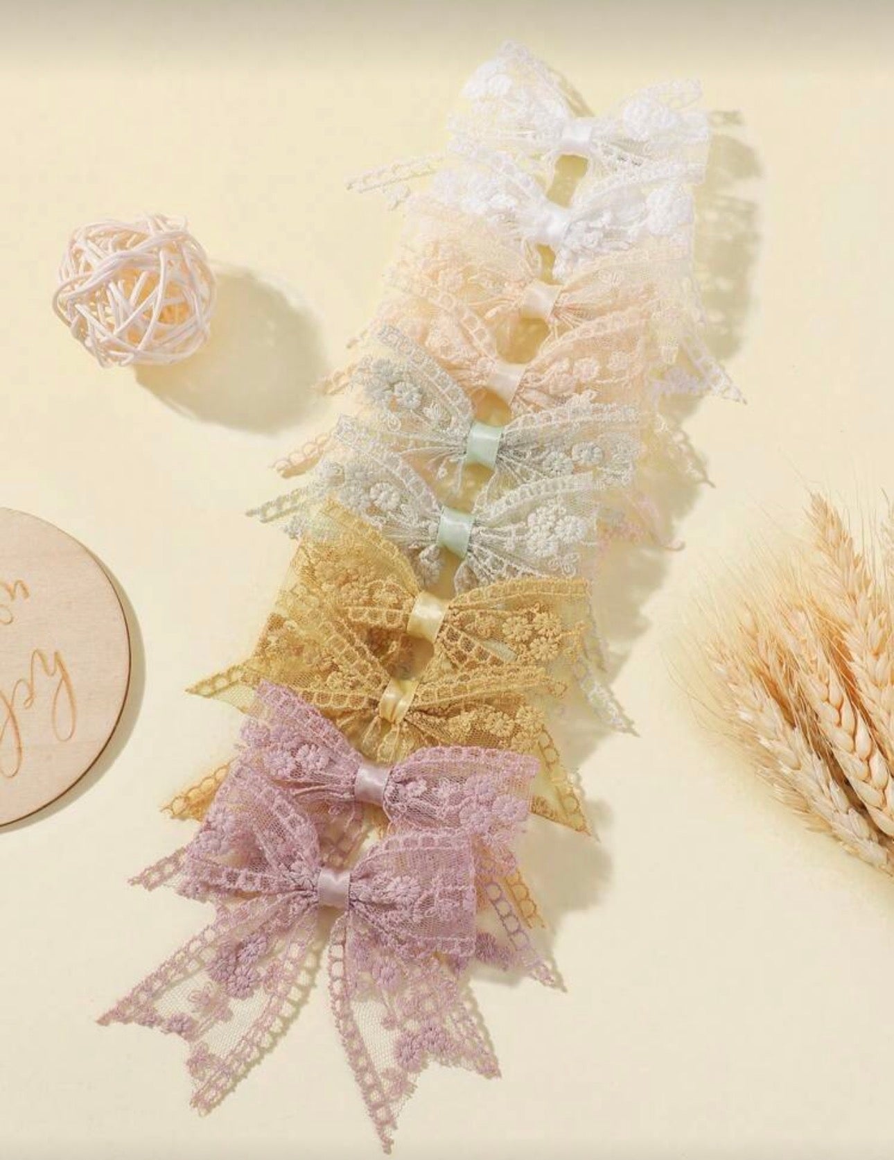 10pcs Solid Color Lace Edged Bowknot Hair Clips, Versatile For All Seasons, Back To School Accessory Set For Teens