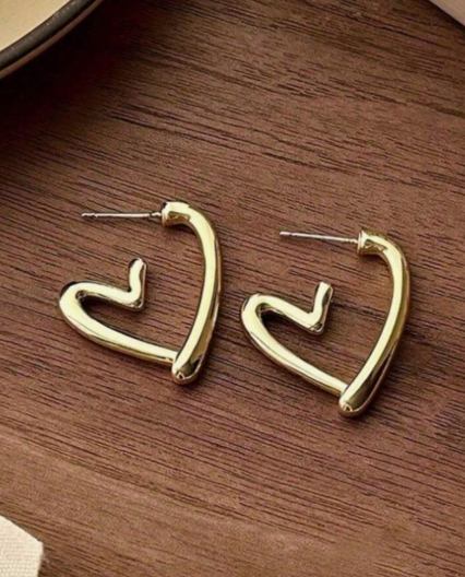 1 Pair Liquid Metal Heart Stud Earrings, Simple Fashion Earrings for Women, Party Birthday Gifts for Girls, Daily Wear, Mother's Day Gift
