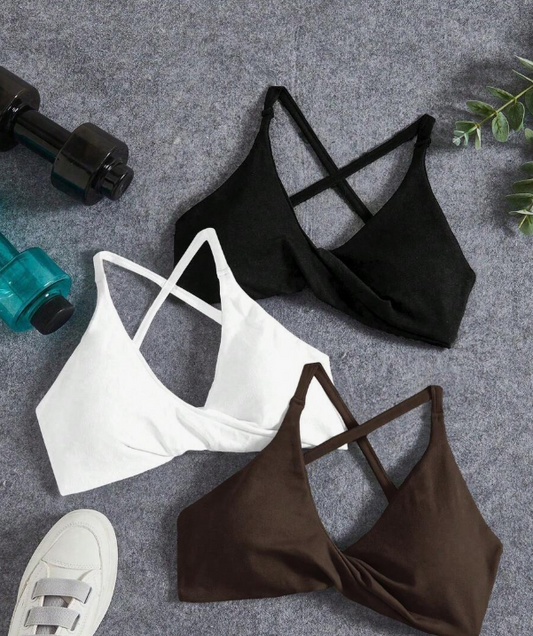 SHEIN Velisys Seamless Sports Bra for Yoga, Twist Front Design, Suitable for Sports and Everyday Wear