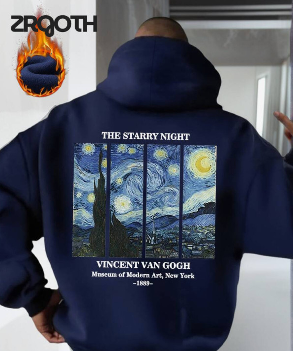 Zrgoth Men's Versatile Casual Starry Sky Print Hoodie