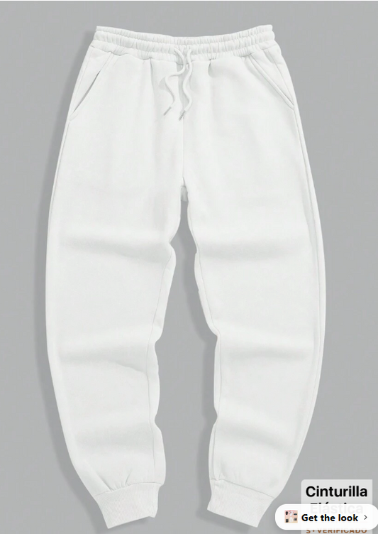 Manfinity Dauomo Men's Casual Solid Color Sweatpants with Drawstring Waist and Pockets, Straight Leg