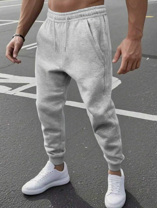 Men's minimalist solid-color knit pants, suitable for sports and casual wear,