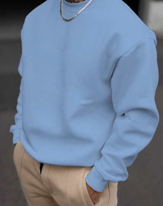 Men's casual solid-color long-sleeved crew neck sweatshirt for autumn