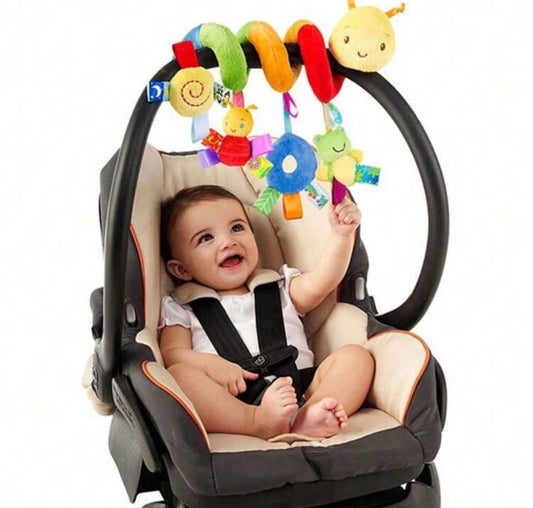 0-6 Months Baby Car Seat Toy: Spiral Stroller Newborn Toy, Plush Hanging Baby Rattle, Sensory Toy For Crib, Bassinet And Carrier, Suitable For 0-3-6-9-12 Months Boys And Girls, Ideal Gift