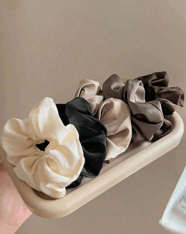 solid color silk satin scrunchies for women, soft satin elastic ties, non-damaging, suitable for high ponytails and daily use, hair beauty accessories, hair elastic bands