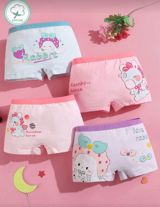 Young Girl 4pcs/Pack Soft, Comfortable And Cute Pattern Briefs