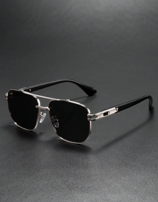 1 Piece Men's Pilot Glasses Frame with Double Metal Bridge in Retro and Street Style, Stylish Accessory that Matches Well with Coats, Sweaters and Padded Jackets for Summer, Beach, Outdoors and Travel