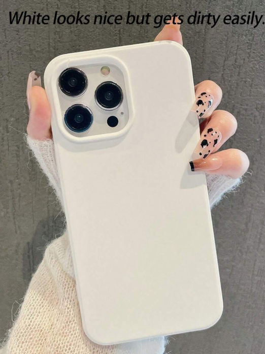 Minimalist Solid White Silicone Shockproof Phone Case, Compatible with iPhone 11, 12, 13, 14, 15, 16 Plus, 13 Pro Max, XR, 16, 14 Plus, 14 Pro Max, 13 Pro Mini, Waterproof, Shockproof and Scratch Resistant, Spring and Birthday Gift
