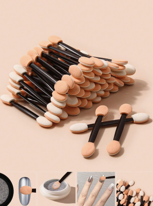 50 Pieces Double-Ended Magic Manicure Brush with Black Sponge, Gradient, Rhinestone Stones and Stickers, Nail Art Tools for Women at Home and Salon