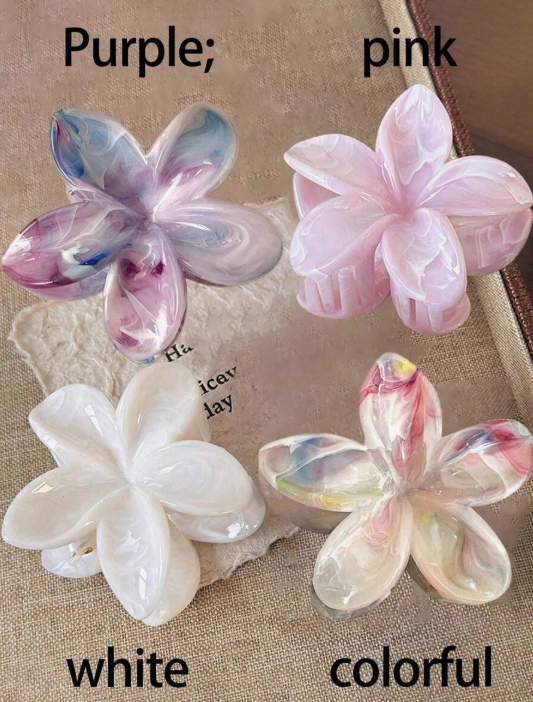 4 pieces/1 piece Large Flower Hair Clips 7.3cm/2.87 inch Pink, White and Purple Gradient for Women,