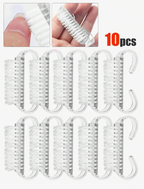 Set of 10pieces of mini brushes with handles for removing nail dust, suitable for cleaning fingernails and toenails, random colors, soft bristle brushes for nail care, manicure and pedicure tools