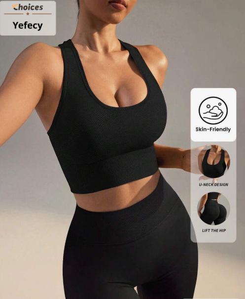 Yefecy Yoga and Fitness Set, Women's High Support Sports Bra, Soft and Comfortable Tight Fitness Leggings, Activewear Set for Daily Wear, Outdoor Activities and Fitness