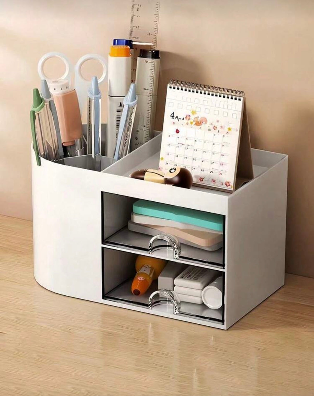 1pc Desktop Storage Box With Compartments, Practical Drawers, Perfect For Desk Organization, Multi-Functional Storage Box For Stationery, Office Supplies, Cosmetics, Pen Holder, Back To School Essentials