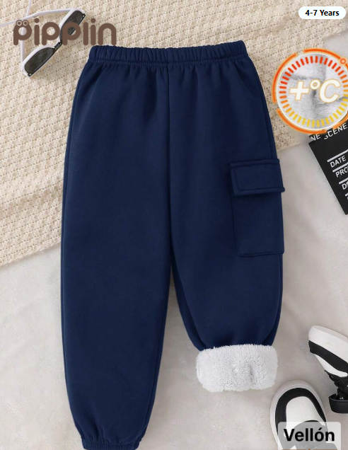 SHEIN 1 Piece Toddler Boy's Casual Sweatpants with Thick Thermal Lining, Suitable for School,