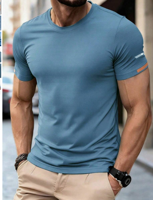 Men's summer t-shirt made of ice silk, breathable and quick-drying, casual and versatile, short-sleeved and lightweight, comfortable for sports and outdoor activities