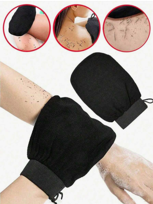 1/2 pair of exfoliating body gloves, double-sided body cleansing towel, suitable for SPA, massage and body exfoliation, ideal for removing dead skin, includes multi-colored deep cleansing bath towel