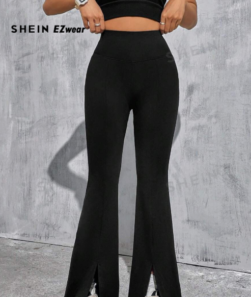 SHEIN EZwear Women's Split Hem Knit Flare Pants