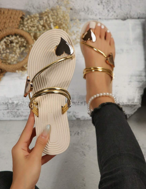 2024 New Summer Women's Flat Sandals, Comfortable Sandals with Slip Closure and Rhinestones, Lightweight Casual Outdoor Sandals with Strap and Round Toe