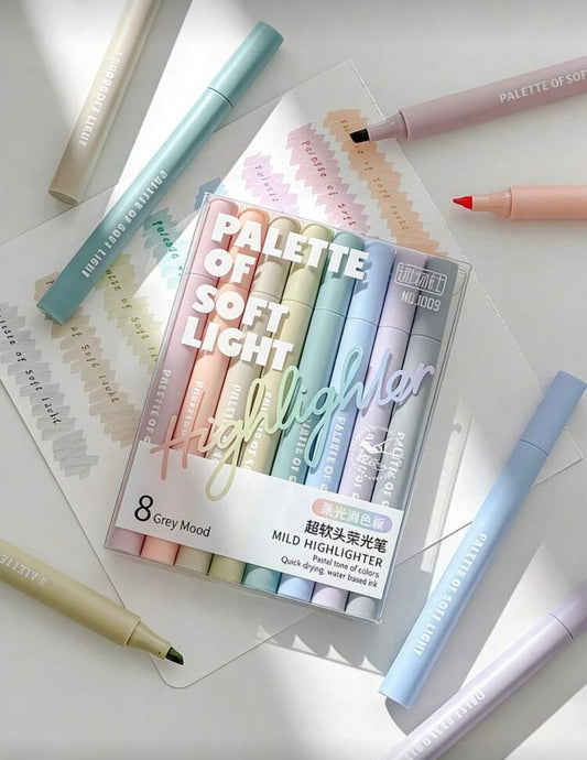 8 Ultra-Soft Tip "Soft Glow" Highlighter, Perfect For Students And Office Workers, Ideal For Doodling, Journaling, Marking And Writing. Can Be Used As School Supplies, Holiday Gifts, Student Stationery, Back To School Gifts, Art Supplies And More.,