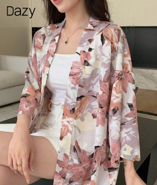 DAZY Off-the-Shoulder Floral Blouse with Front Slit