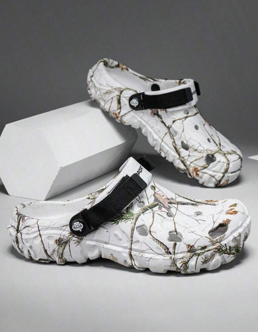 1 pair of lightweight, comfortable, and breathable men's sandals, non-slip garden shoes, men's summer mesh casual shoes, outdoor leisure beach flip-flops with thick non-slip sole (random print on the upper)