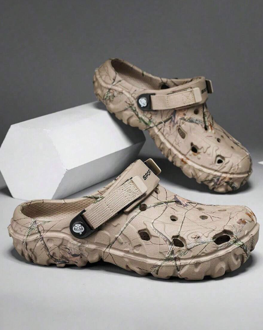 1 Pair of Men's Lightweight Breathable Mesh Shoes, Non-Slip Garden Clogs, Casual Outdoor Sandals/Flip-Flops with Thick Non-Slip Sole for the Beach, Random Design