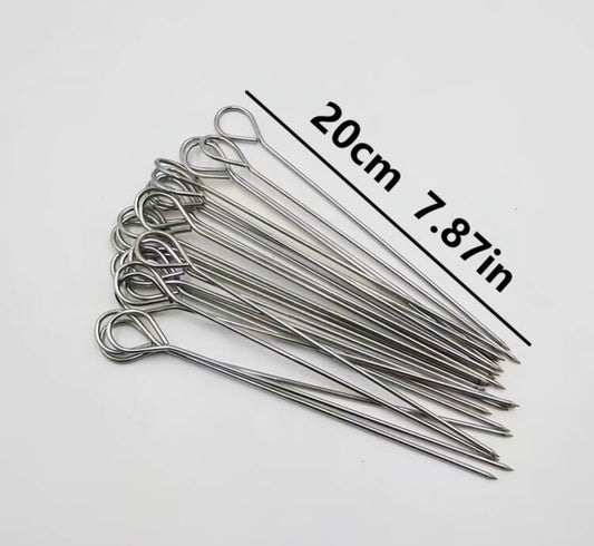 10pcs Hanging Skewers, For Air Fryer, Grill, Oven, Stainless Steel Kebab Sticks Approx. 20cm Length