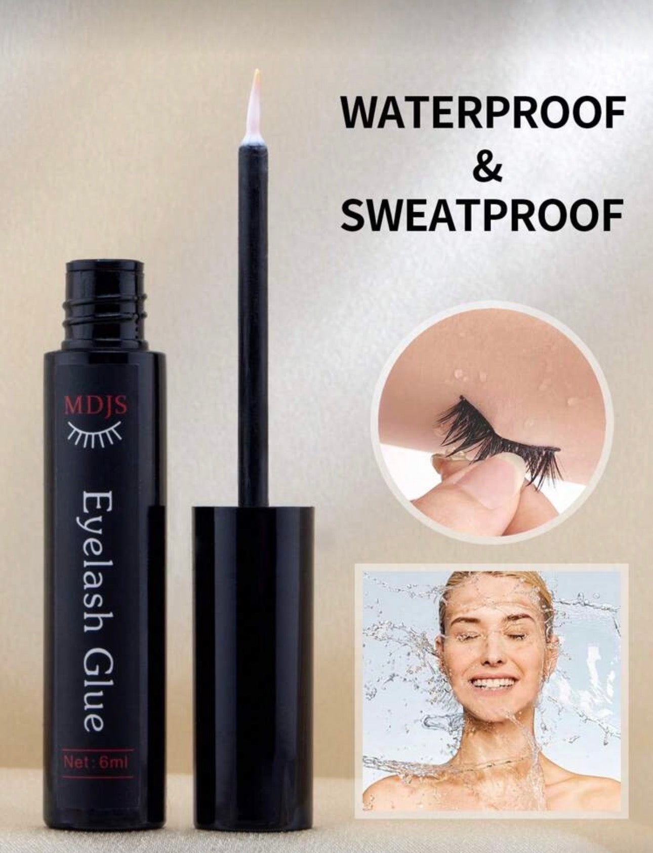 1pc 6ml Transparent Eyelash Extension Glue, Super Holding, Non-Irritating, Waterproof, Latex-Free, Suitable For Home, Travel, Sensitive Skin, DIY Eyelash Extension, Applicable For White False Eyelash Strips, Cluster Lashes