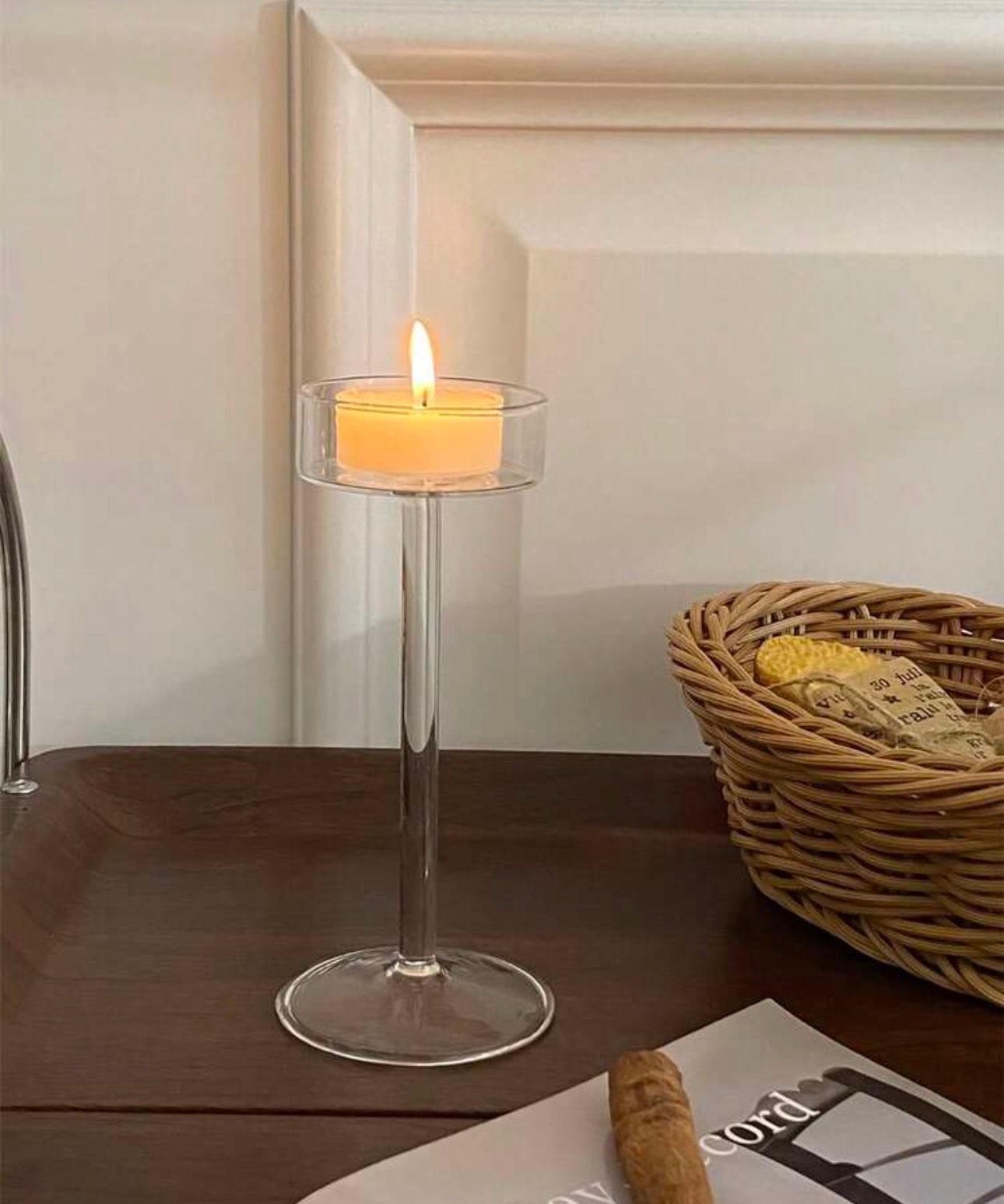 CMYD Studio 1pc Glass Candle Holder, Nordic Style Romantic Candlelight Dinner High Stem Candle Holder, Wedding Hotel Restaurant Candle Decor, Party Candle Holder, Great Gift, Suitable For Home, Party, Restaurant