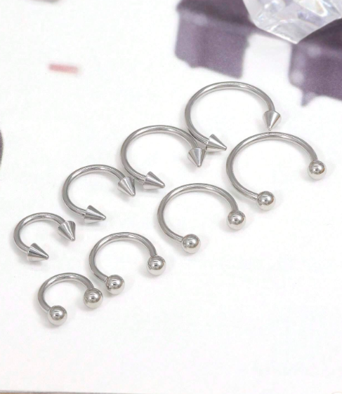 4 Pieces Assorted Simple Stainless Steel Septum Rings, Horseshoe Nose Rings,