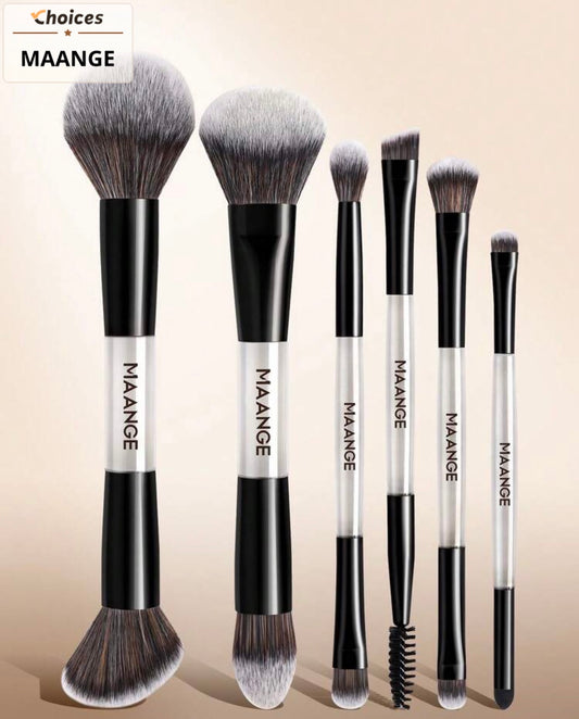 MAANGE 6pcs Professional Makeup Brush Set With Storage Box, Portable Travel Makeup Brush Set, Includes Face Brushes, Eye Brushes, Detail Brushes And Other Makeup Tools, Suitable For Travel And Home Use, Can Be Used As A Gift For Women