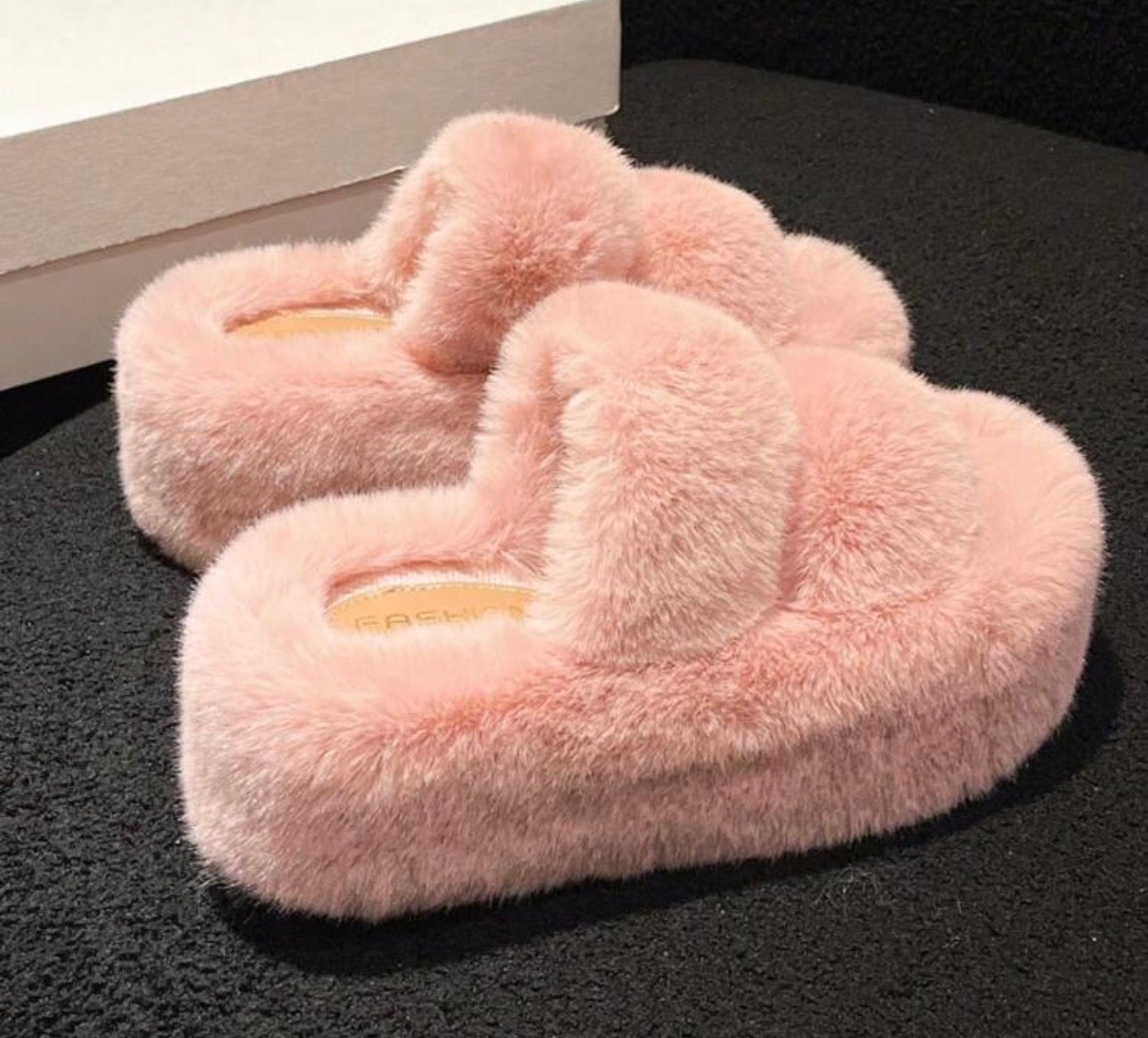 Women's Plush Pink Slippers, Cute Style Indoor And Home Slippers, Warm And Thick Sole, Waterproof Platform, Fluffy Slippers