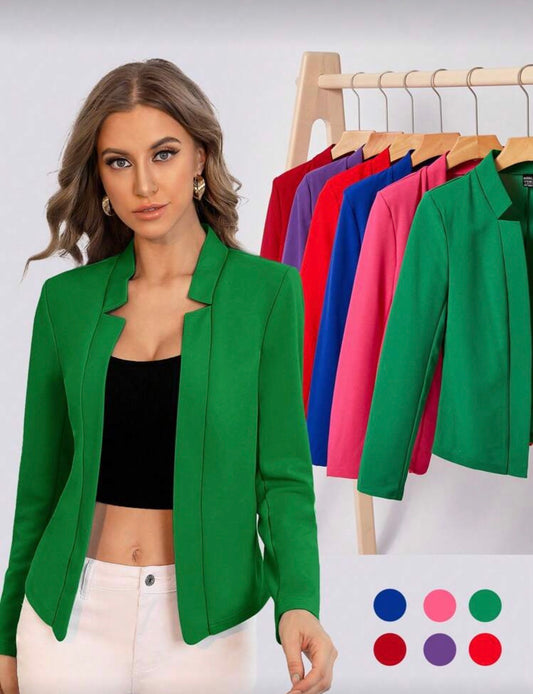 BizChic Women's Lightweight Open Front Blazer Jacket In Shades Of Green,Minimalist Business Casual Office Wear,Fashionable Autumn Outerwear For Commuting