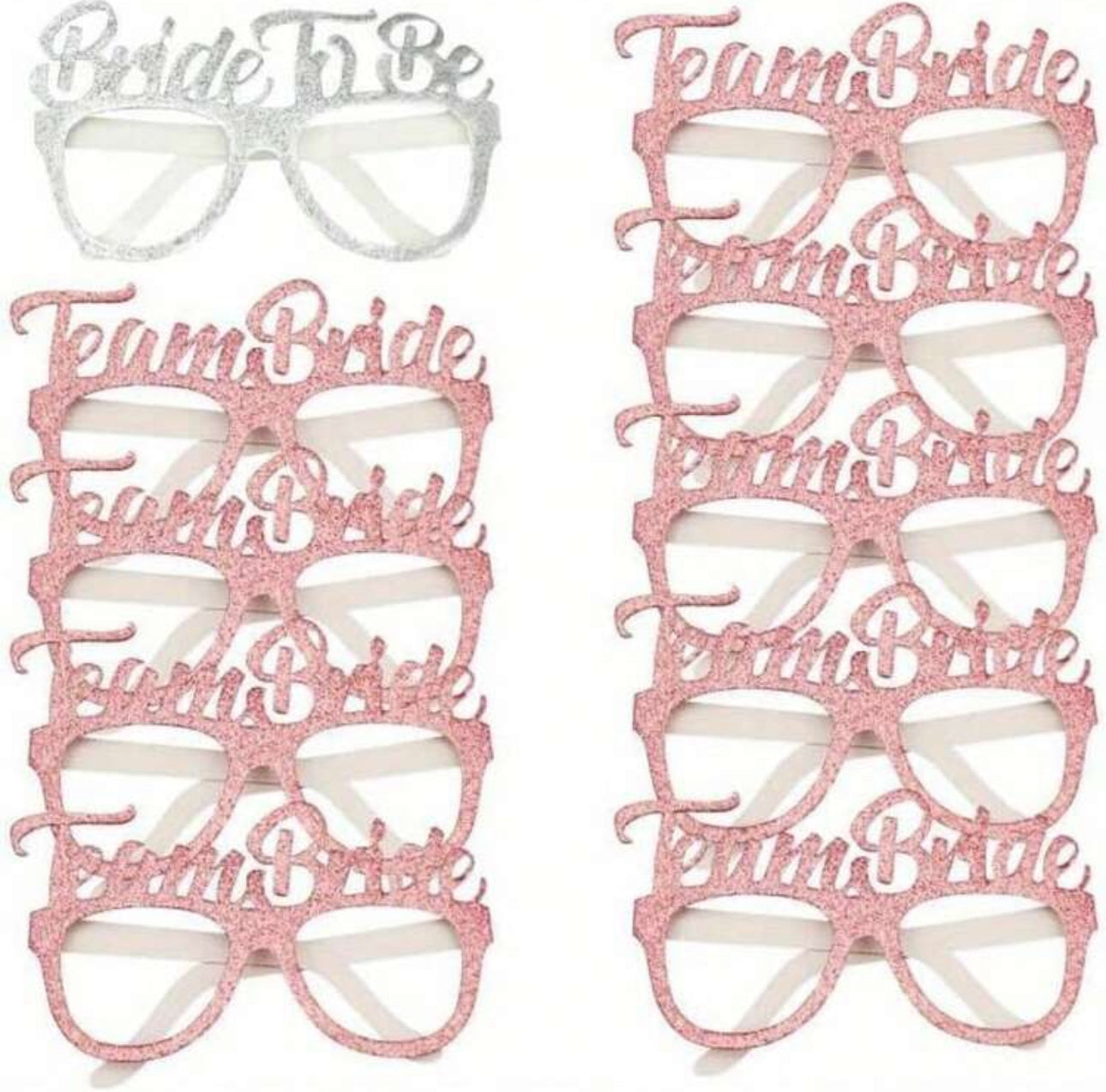 Shiny Rose Gold Paper Bridal Glasses - With "Bride Team" Lettering, Elegant Wedding Party Props Suitable For Bachelorette Party, Bridal Shower, Photo Booth - Lightweight For Group Photos, Bride & Bridesmaid Gift - Wedding Decor, Bridal Favor, Bridal Showe