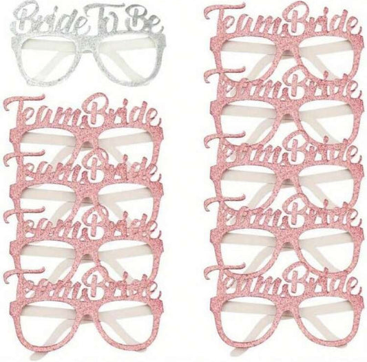 Shiny Rose Gold Paper Bridal Glasses - With "Bride Team" Lettering, Elegant Wedding Party Props Suitable For Bachelorette Party, Bridal Shower, Photo Booth - Lightweight For Group Photos, Bride & Bridesmaid Gift - Wedding Decor, Bridal Favor, Bridal Showe