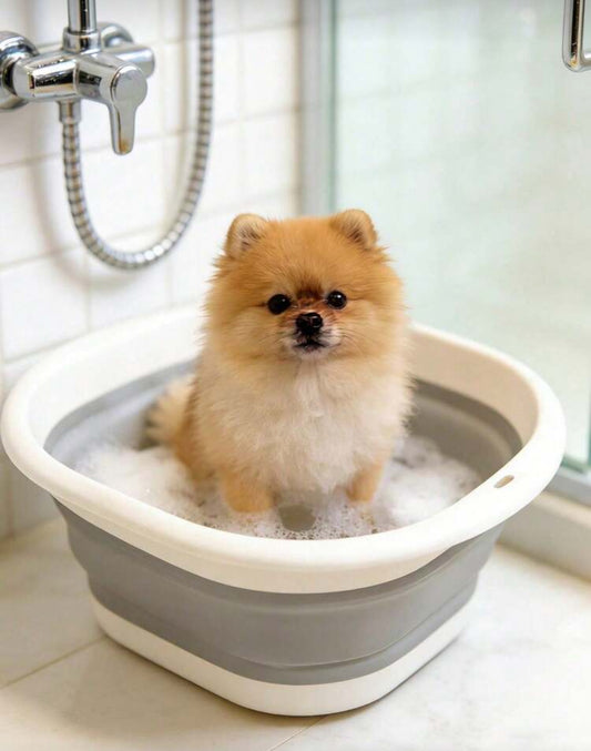 Foldable Pet Bathtub, Small Dog Bathtub With Drain Hole, Foldable Bathtub, Washing Basin, Laundry Basket, Dirty Clothes Storage Basket, Suitable For Cats And Dogs Bathing